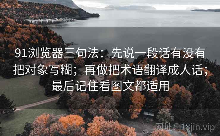 91浏览器三句法：先说一段话有没有把对象写糊；再做把术语翻译成人话；最后记住看图文都适用